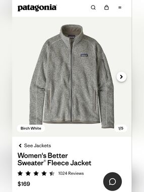 Patagonia Women's Better Sweater Full Zip Size Small